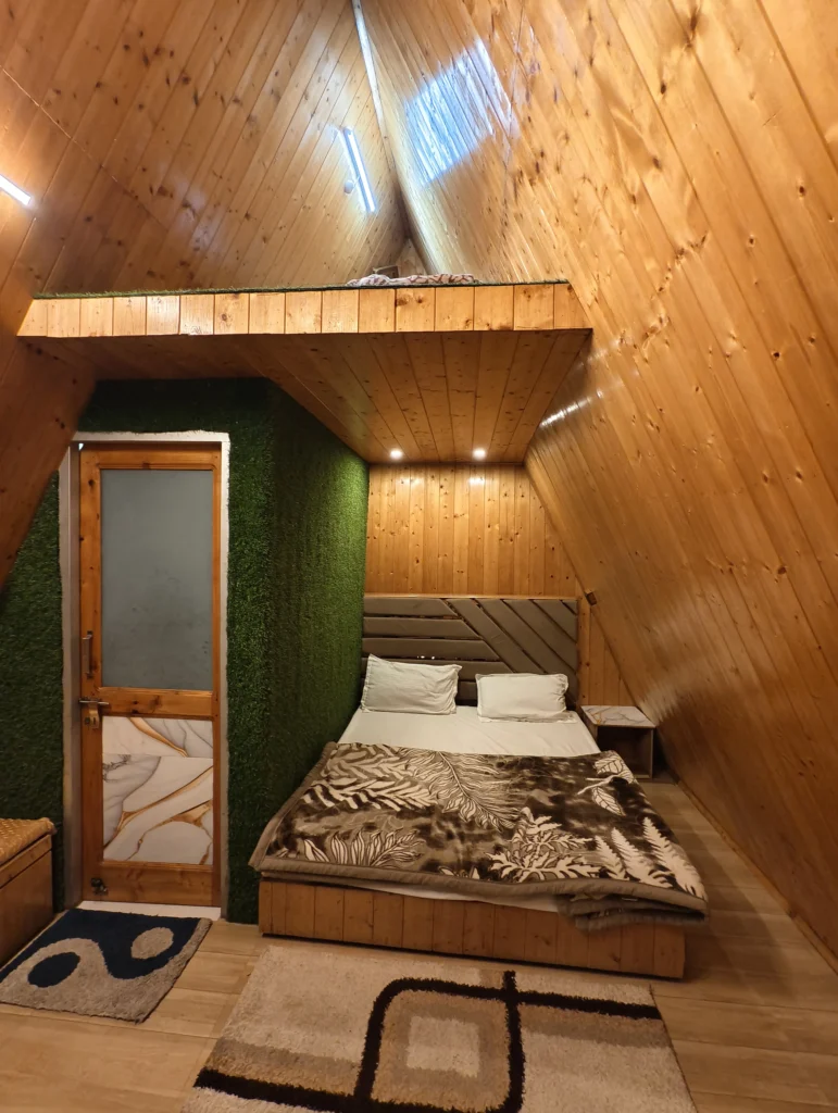 Traveller enjoying a peaceful cabin stay in the Himalayas