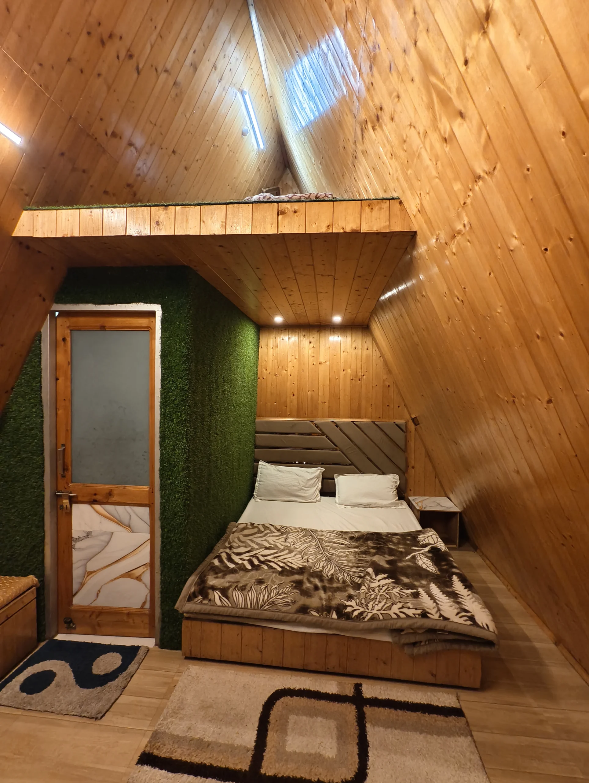Cozy evening cabin interior