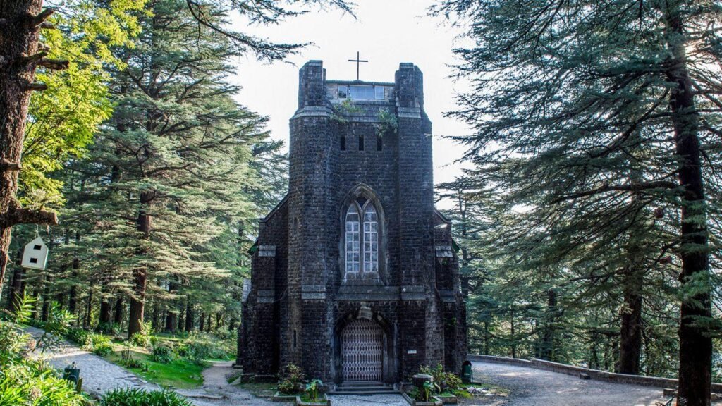 Colonial architecture surrounded by pine forests in Dalhousie, Himachal Pradesh