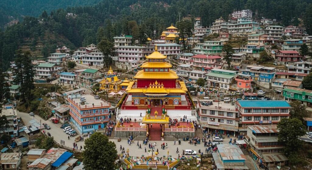 Monastery and mountain scenery in Dharamshala and McLeod Ganj