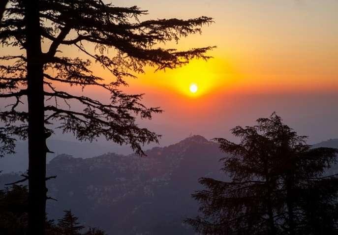 Sunset over the Himalayas during a peaceful stay in Dalhousie