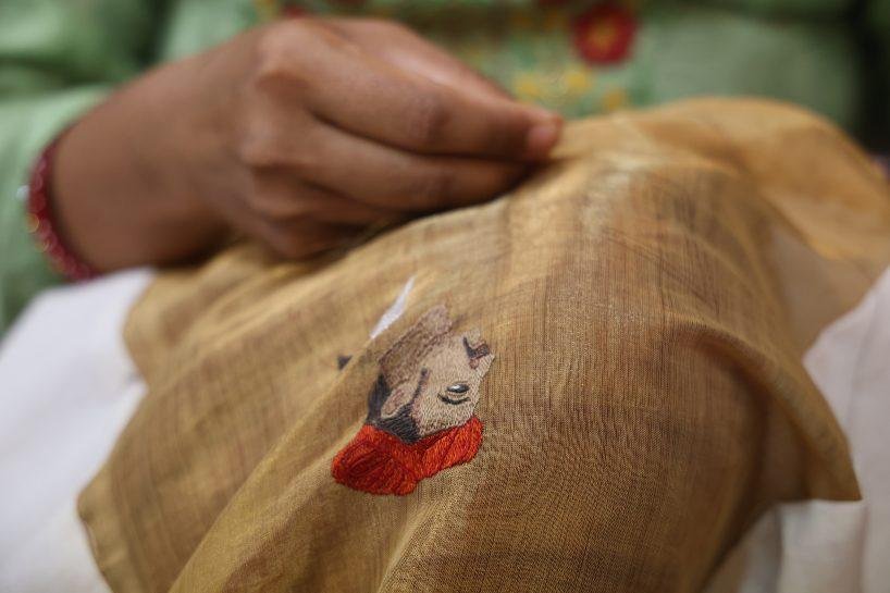Artisan creating traditional Chamba Rumal embroidery in Himachal Pradesh