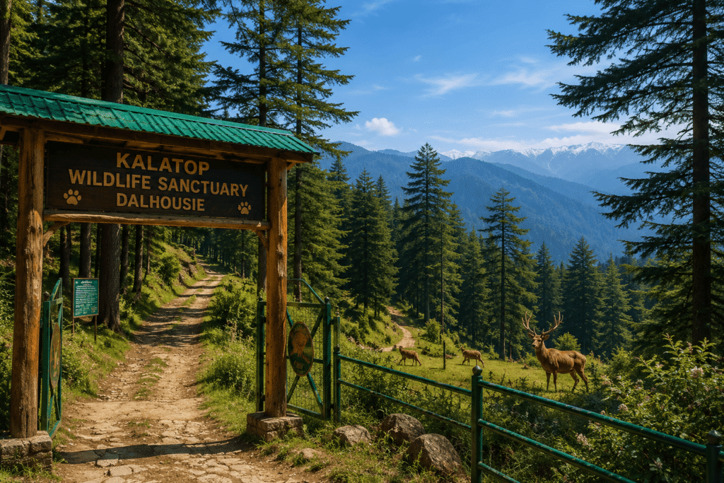 Forest trail through Kalatop Wildlife Sanctuary near Dalhousie