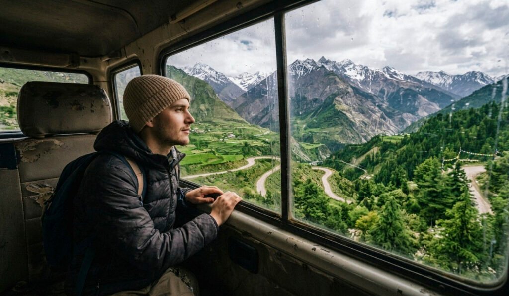 Traveller enjoying a Himalayan mountain journey